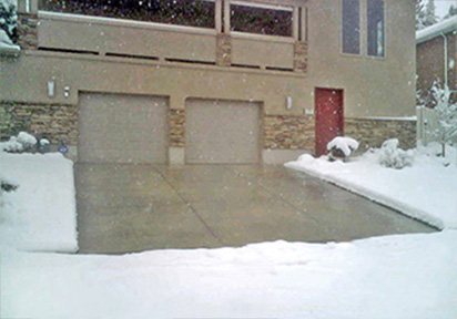 Heated concrete driveway.