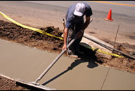 Radiant snow melting system installed in concrete sidewalk.