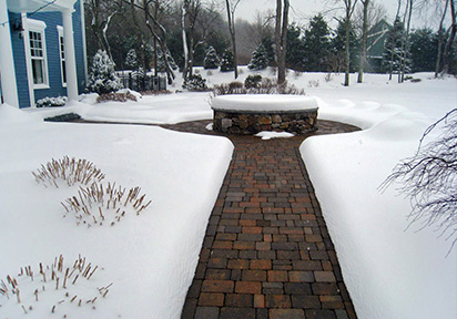 Heated paver walkway.