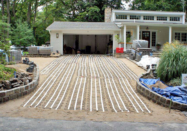 Heated paver driveway installation